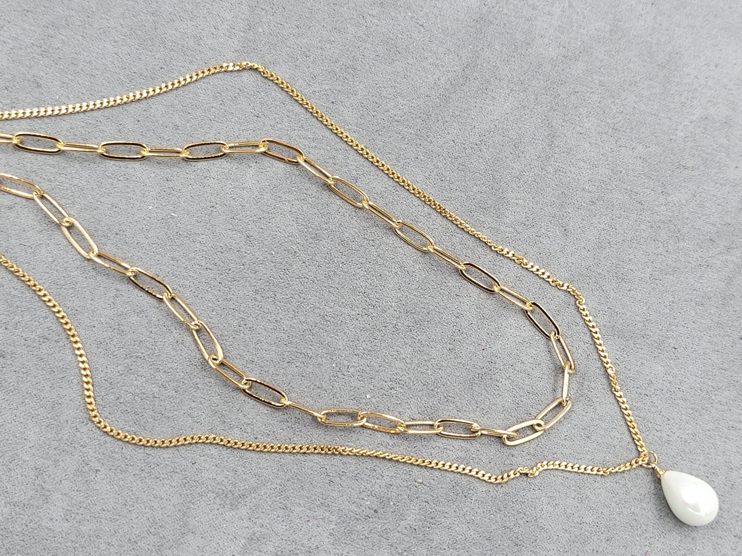 Колье Xuping д. 38 +45 см т. 1+4 мм бусина 10*14 мм (позолота 18к)