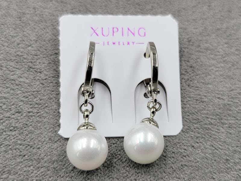 Сережки Xuping 8 мм в. 26 мм родій круглий замок