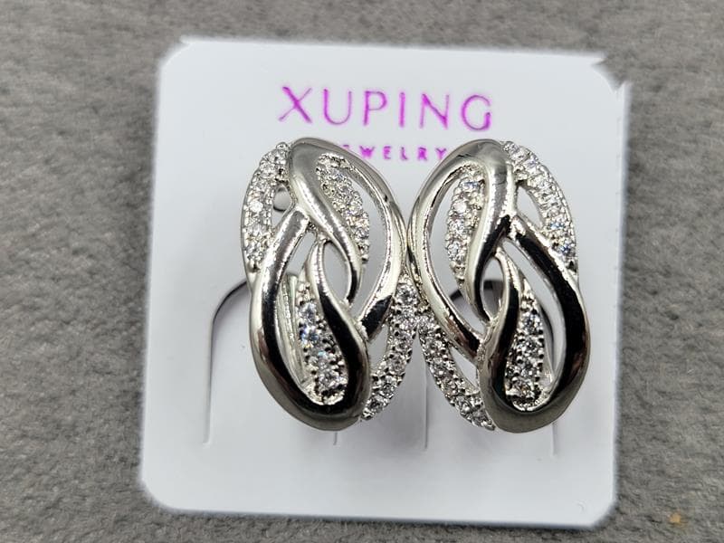 Сережки Xuping 8,5 мм в. 15 мм родій англійський замок