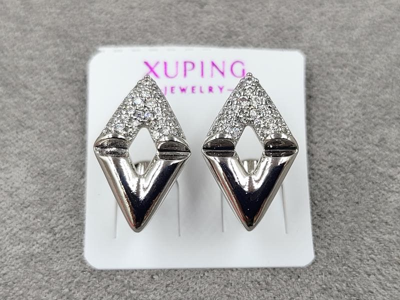 Сережки Xuping 10 мм висота 17 мм англійський замок родій