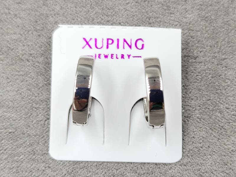 Сережки Xuping 3 мм висота 12 мм круглий замок родій