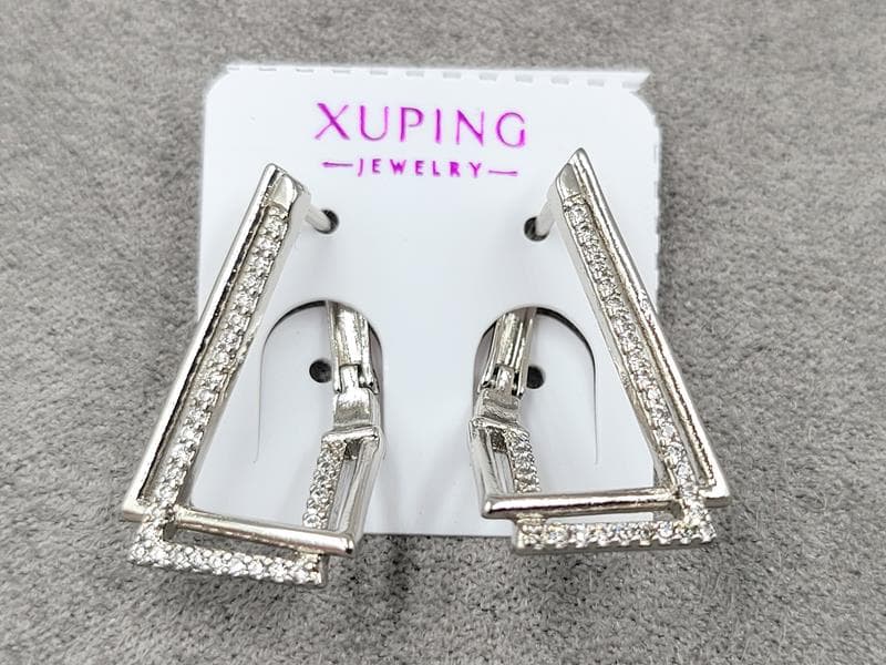 Сережки Xuping 14 мм висота 22 мм англійський замок родій