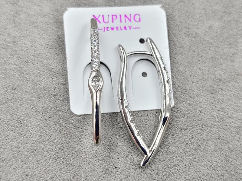 Сережки Xuping 2 мм висота 32 мм англійський замок родій