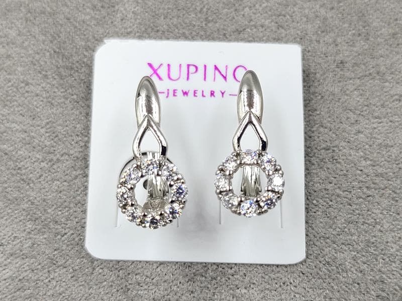 Сережки Xuping 7 мм висота 16 мм англійський замок родій