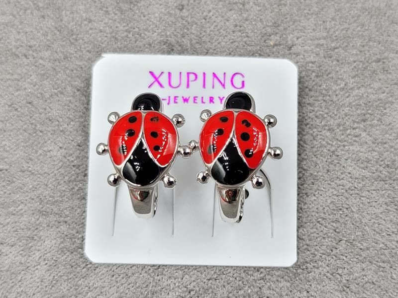 Сережки Xuping 10 мм висота 13 мм круглий замок родій