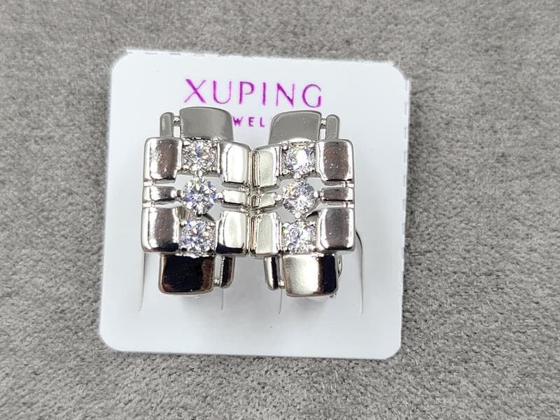 Сережки Xuping 9 мм висота 15 мм англійський замок родій