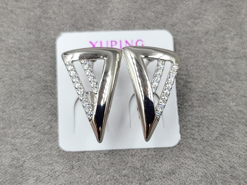 Сережки Xuping 12 мм висота 19 мм англійський замок родій