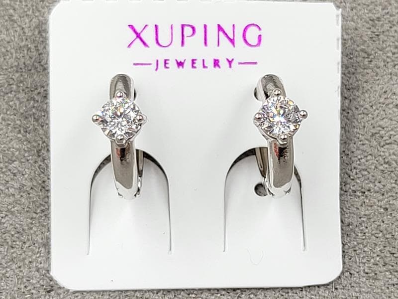 Сережки Xuping 4 мм висота 10 мм круглий замок родій