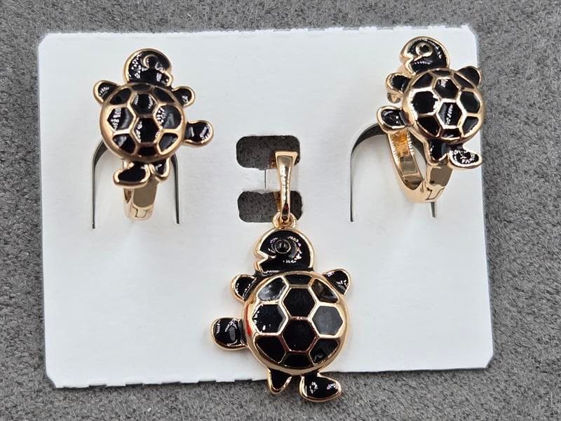 Комплект Xuping сережки 10*14 мм + кулон 13*23 мм колір 18к