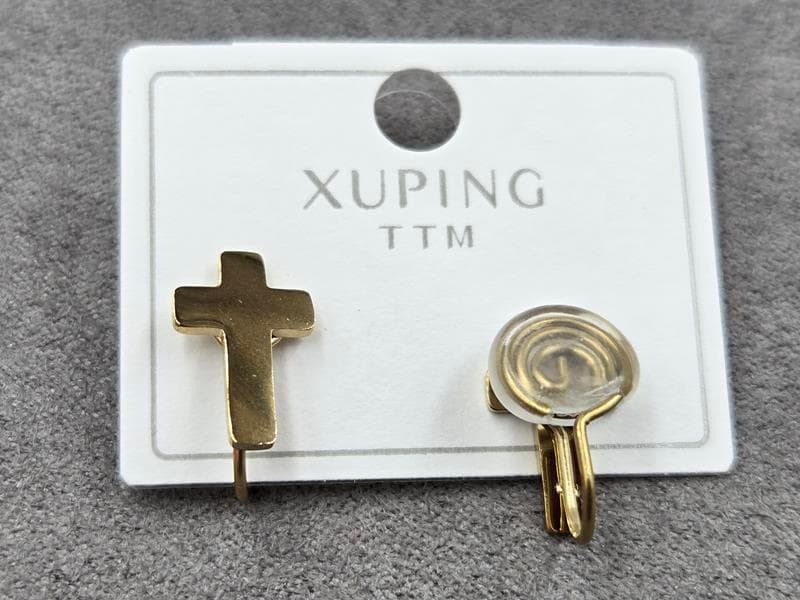 Сережки Xuping ТТМ зажимні 9 мм висота 11 мм колір лимонне золото