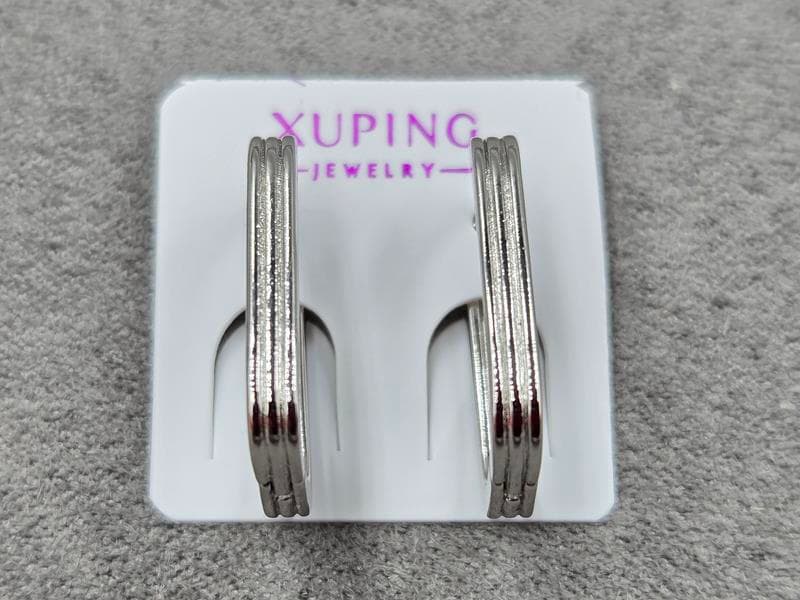 Сережки Xuping 3 мм висота 20 мм замок конго родій