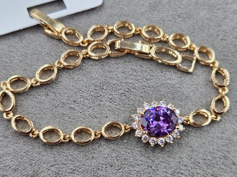 Браслет Xuping з аметистовым стразом 13 мм довжина 18+2см колір золото 18к