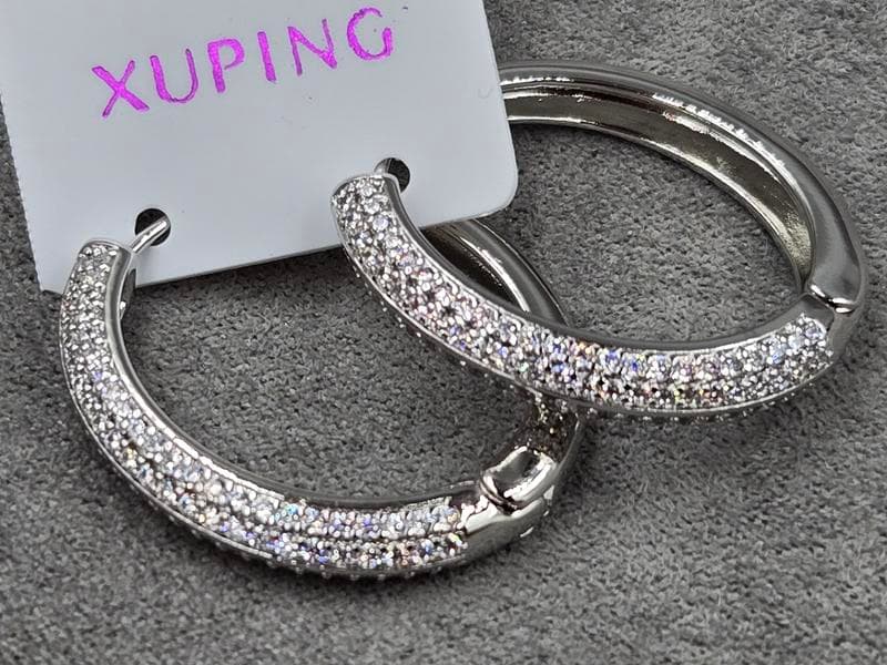 Сережки Xuping 5 мм висота 28 мм замок Конго родій