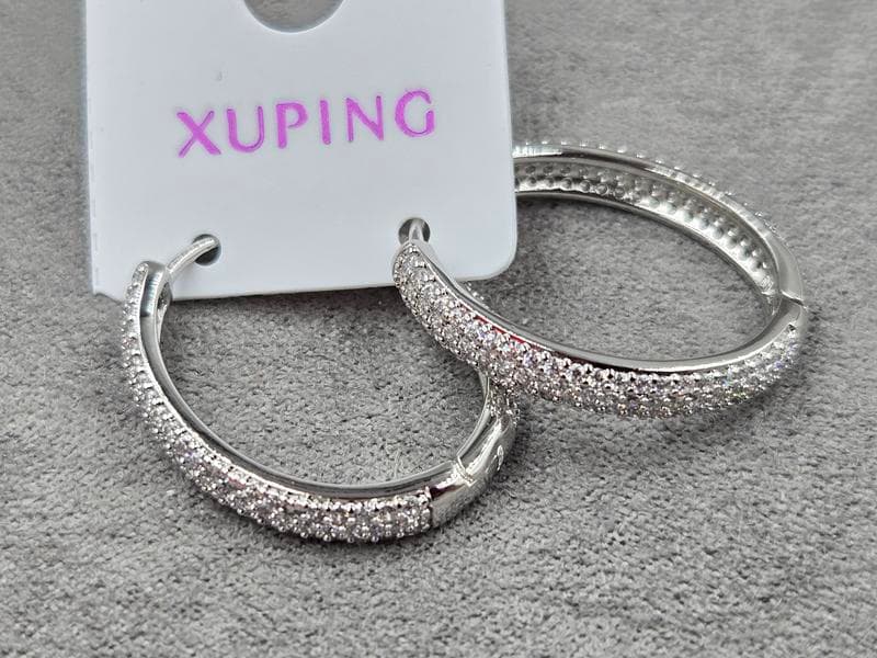 Сережки Xuping 4 мм висота 25 мм замок Конго родій