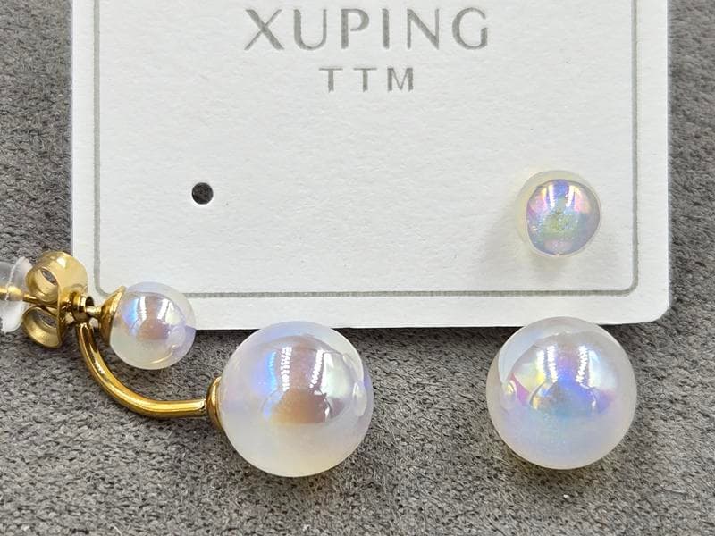 Гвоздики пусети 6+10 мм ТТМ Xuping висота 20 мм колір лимонне золото  нержавіюча сталь