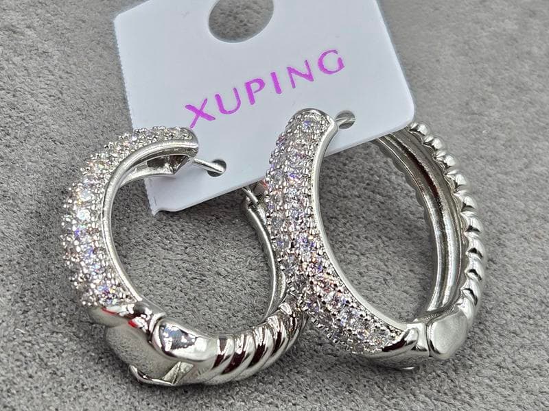 Сережки Xuping 5 мм висота 25 мм замок Конго родій