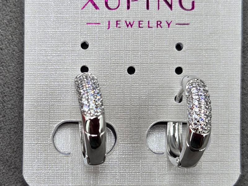 Сережки Xuping 4 мм висота 19 мм круглий замок родій