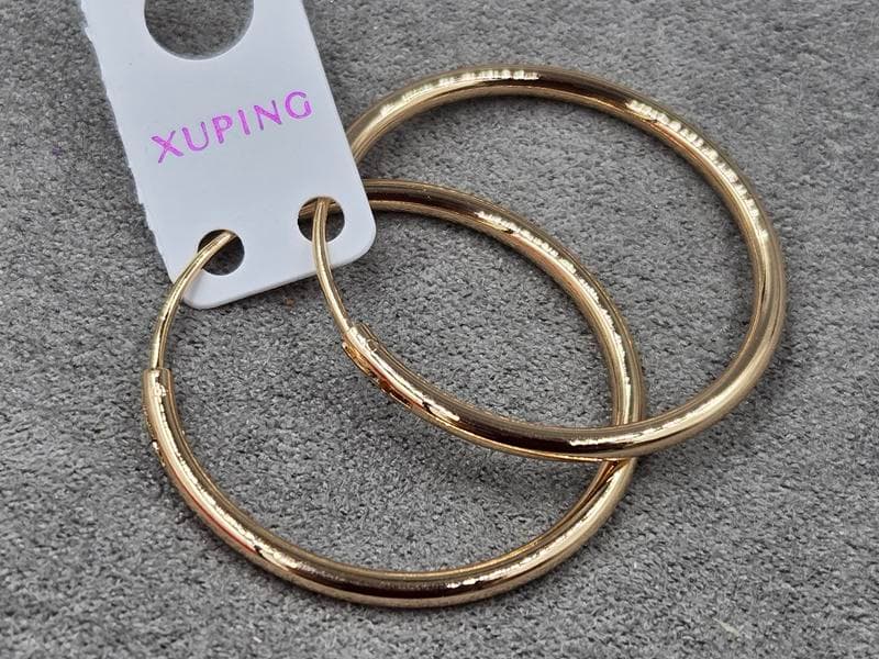 Сережки кільця  Xuping 2 мм висота 30 мм колір 18к
