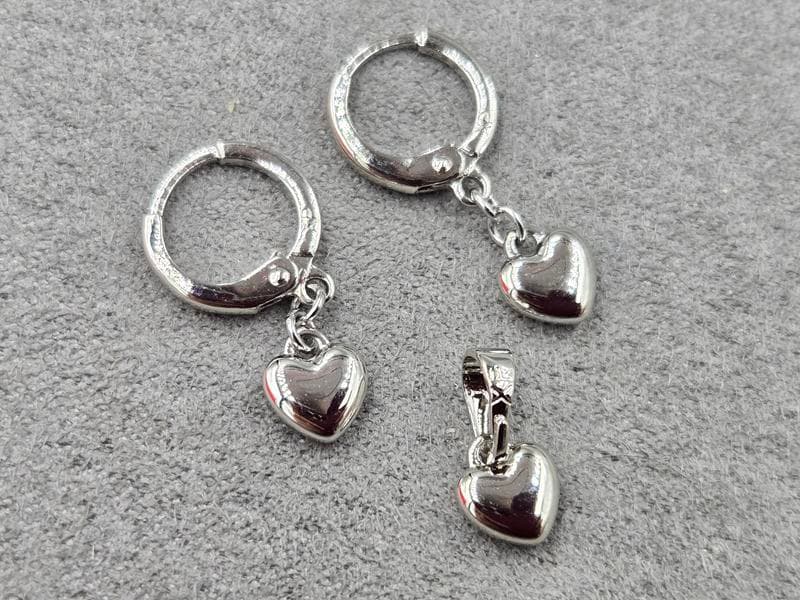 Комплект Xuping сережки 7*22  мм + кулон 7*12 мм родій