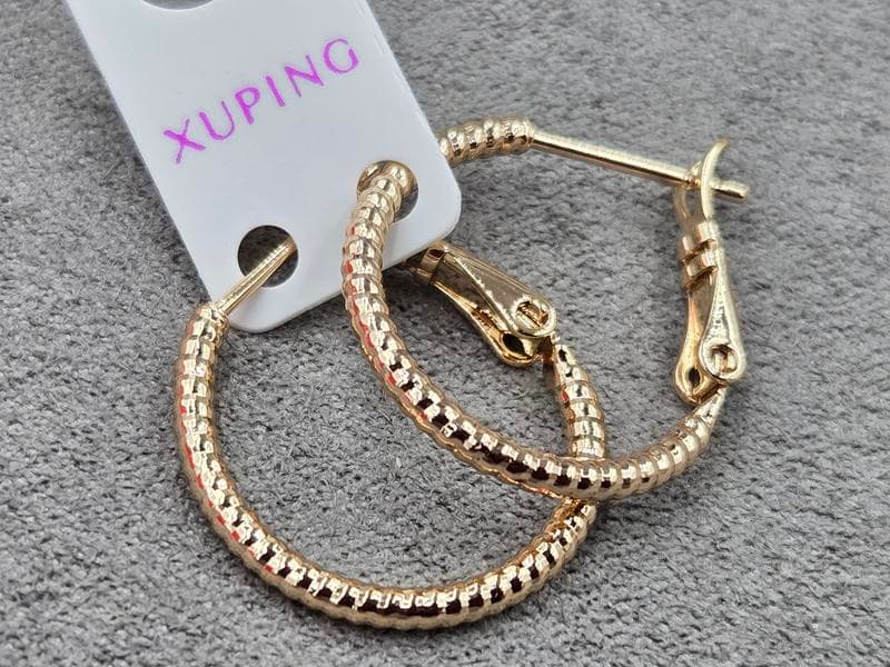 Сережки кільця  Xuping 2 мм висота 20 мм колір 18к
