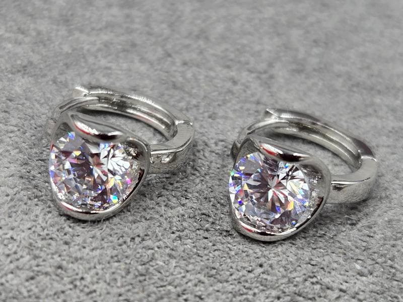 Сережки Xuping 8 мм висота 12 мм круглий замок родій