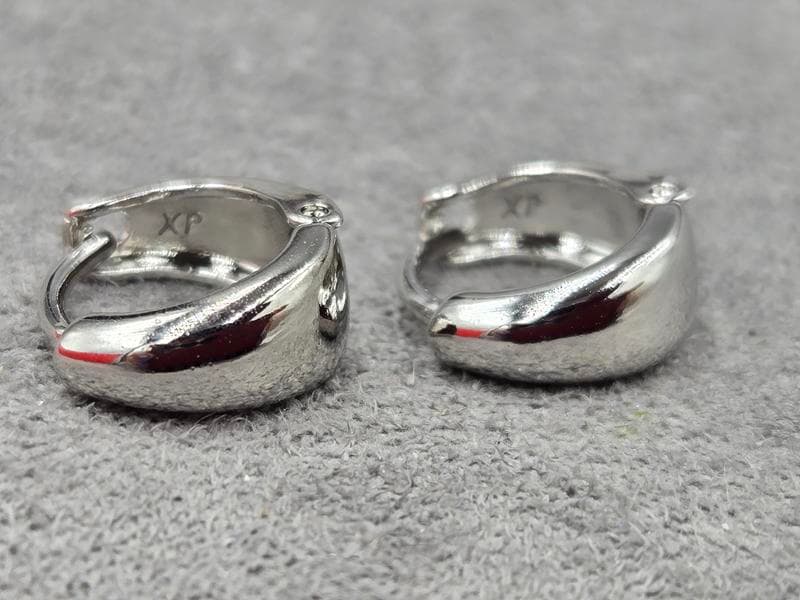 Сережки Xuping 5 мм висота 12 мм круглий замок родій