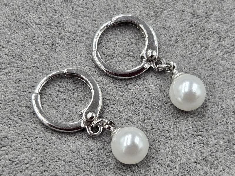 Сережки Xuping 6 мм висота 22 мм круглий замок родій