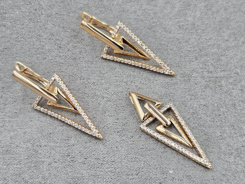 Комплект Xuping сережки 13*35 мм + кулон 13*35 мм колір 18к