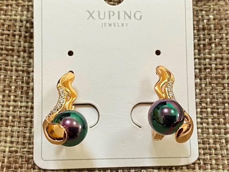 Сережки Xuping 10 мм висота 21 мм 18к англійський замок