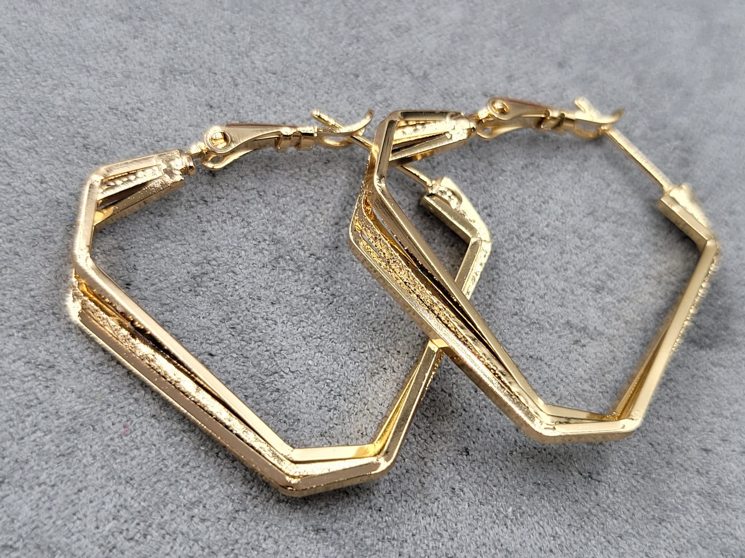 Сережки Xuping 34 мм в. 30 мм позолота 18к