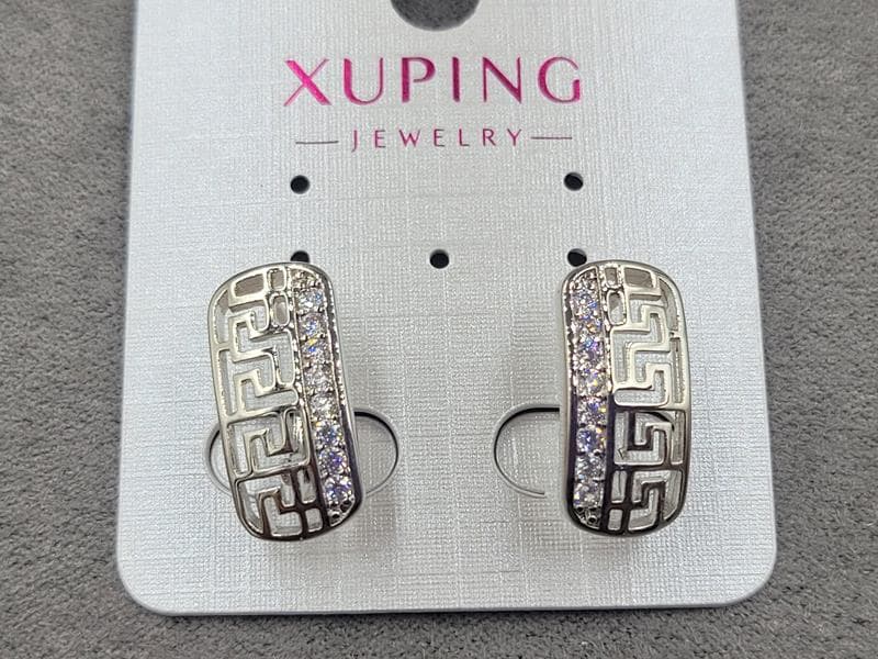 Сережки Xuping 9 мм в. 19 мм родій англійський замок