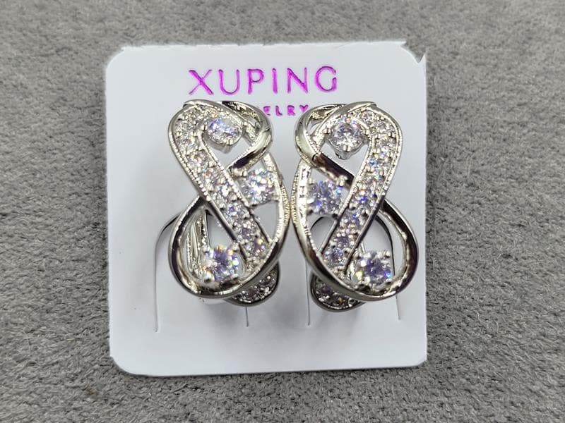 Сережки Xuping 8 мм в. 16 мм родій англійський замок