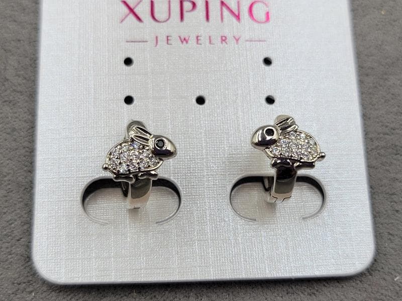 Сережки Xuping 10 мм в. 11 мм родій круглий замок