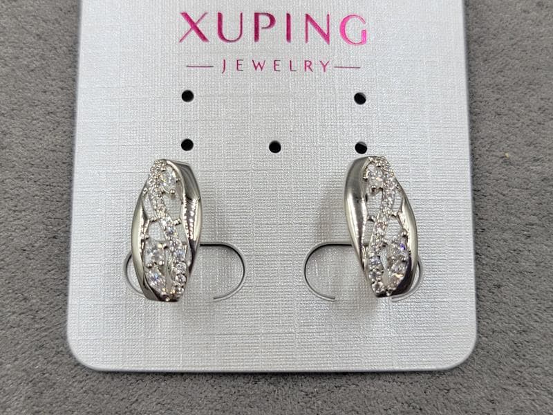 Сережки Xuping 7 мм в. 15 мм родій англійський замок