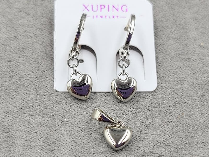 Комплект Xuping сережки 7*23 + кулон 10*15 мм родій