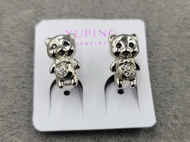 Сережки Xuping 6 мм в. 11 мм родий круглий замок