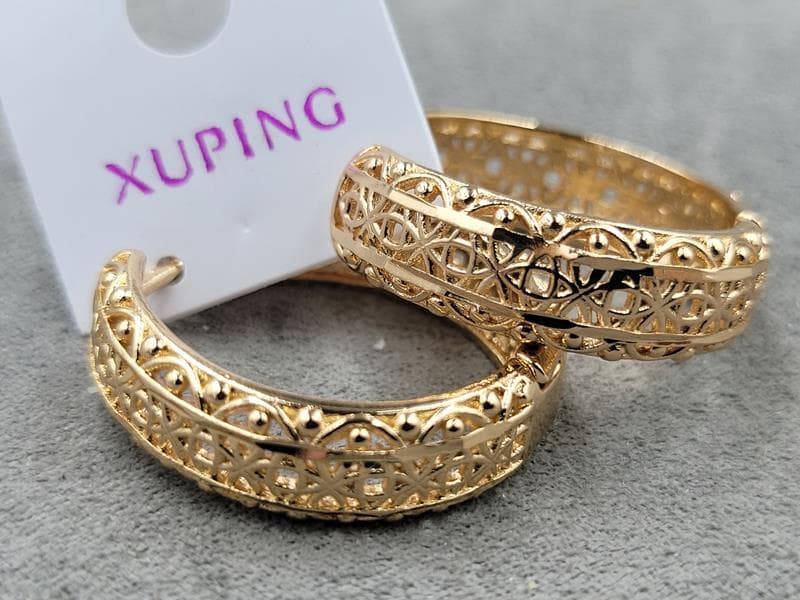 Сережки кільця Xuping 8 мм д. 27 мм позолота 18к