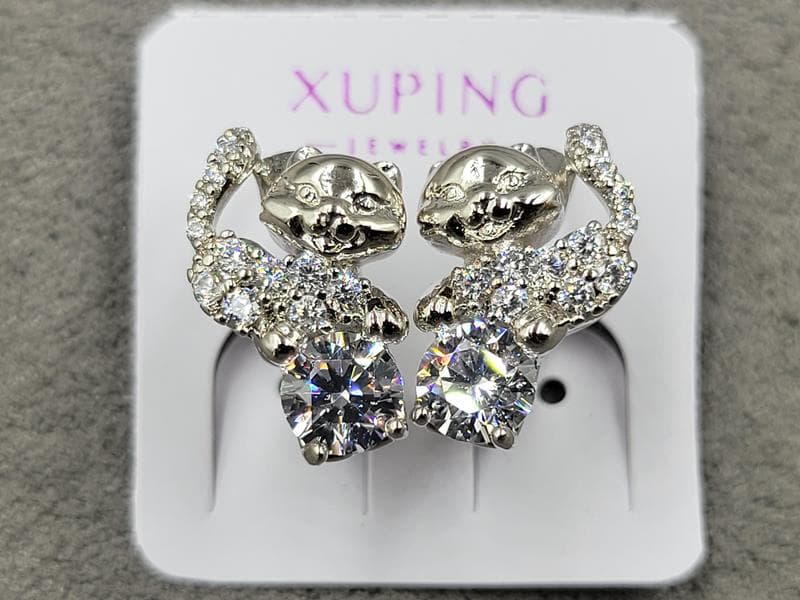 Сережки Xuping 9 мм в. 15 мм родій круглий замок