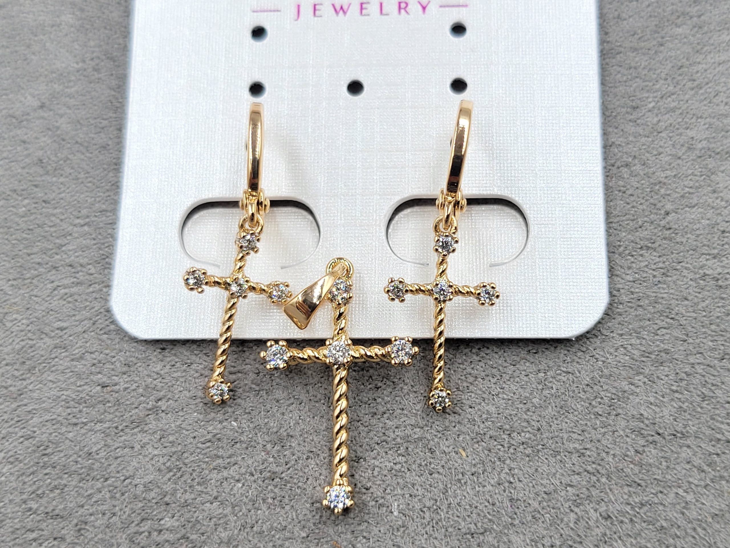 Комплект Xuping сережки 10*29 + кулон 14*29 мм позолота 18к