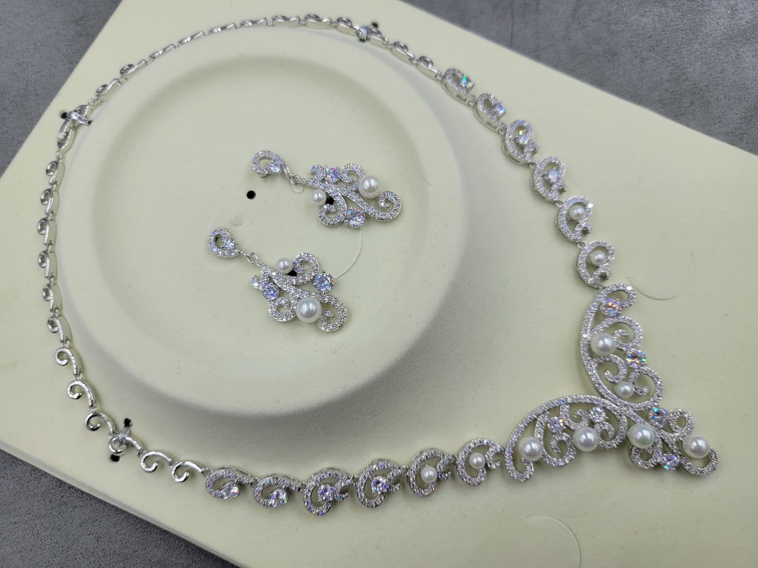 Комплект Xuping сережки 17*40 мм + кол'є довж. 45 см родій