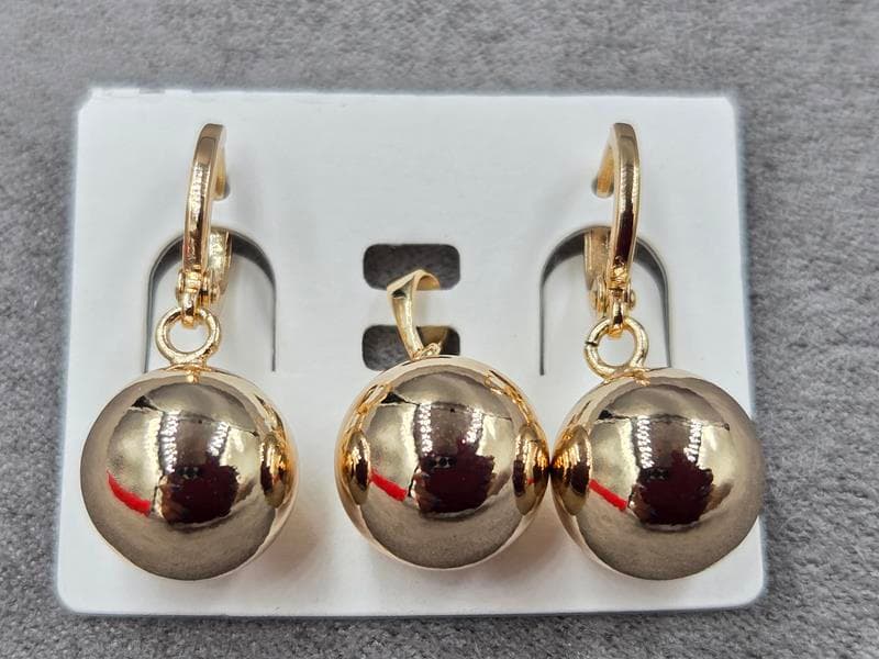 Комплект Xuping сережки 12 мм + кулон 12 мм колір 18к