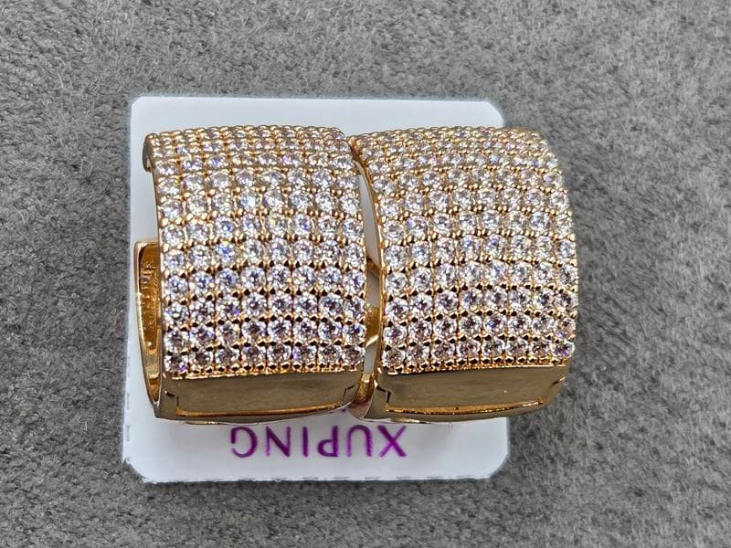 Сережки Xuping 12 мм висота 20 мм замок Конго колір 18к