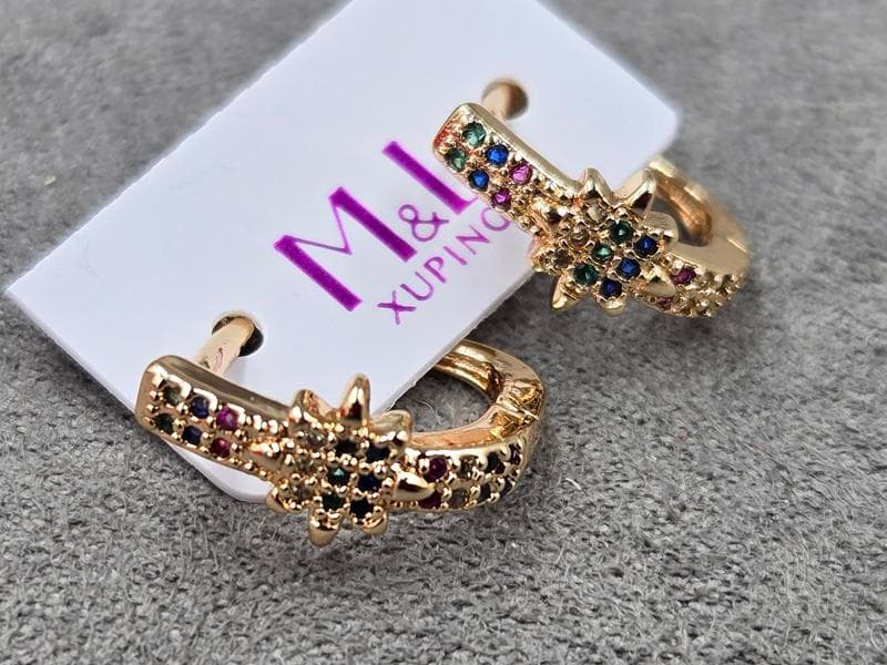 Сережки M&L Xuping 7 мм висота 15 мм англійський замок колір 18к