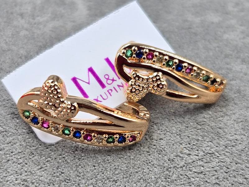 Сережки M&L Xuping 9 мм висота 20 мм англійський замок колір 18к