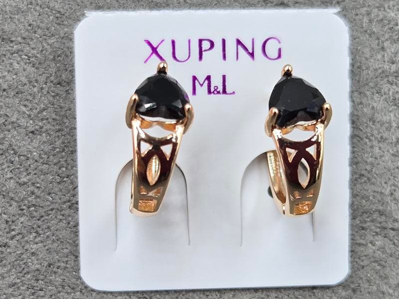 Сережки M&L Xuping 6 мм висота 15 мм круглий замок колір 18к