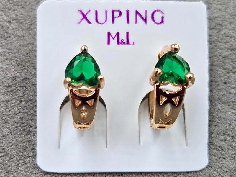 Сережки Xuping 6 мм висота 12 мм круглий замок колір 18к