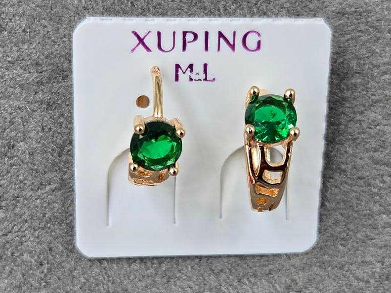 Сережки M&L Xuping 5 мм висота 12 мм круглий замок колір 18к
