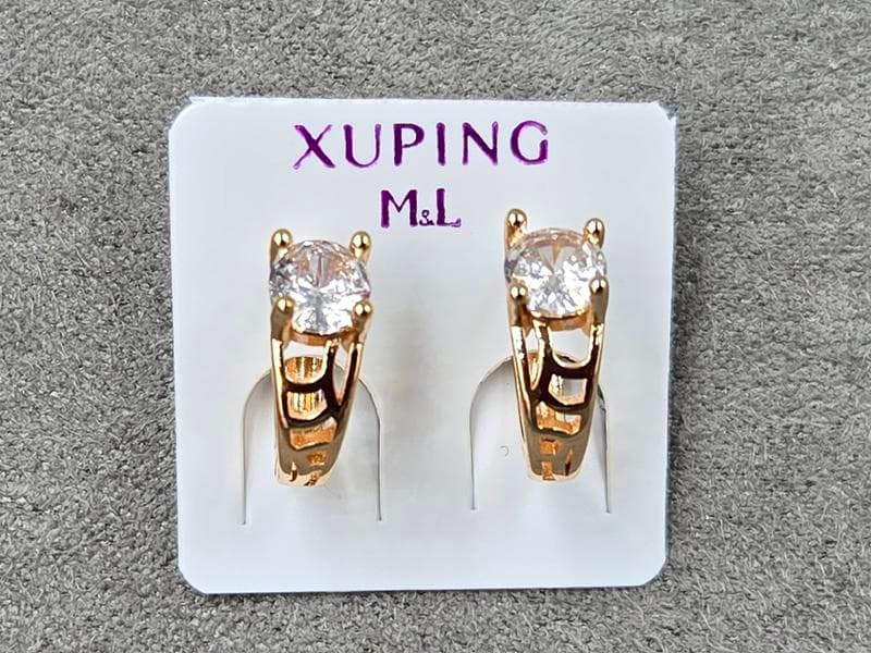 Сережки M&L Xuping 5 мм висота 12 мм круглий замок колір 18к