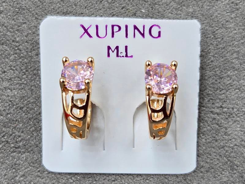 Сережки M&L Xuping 5 мм висота 12 мм круглий замок колір 18к