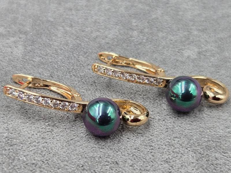 Сережки Xuping 3 мм висота куля 8 мм колір золото 18к